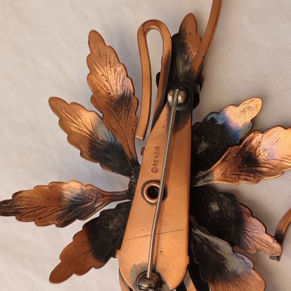 Renoir Vintage Elegant Copper Flower Brooch Casual Everyday Retro Statement Boho - Picture 8 of 15